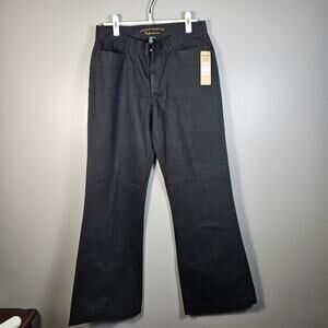Ralph Lauren Jeans Wide Leg Stretch Pants Womens 10 Black Manhattan  NWT